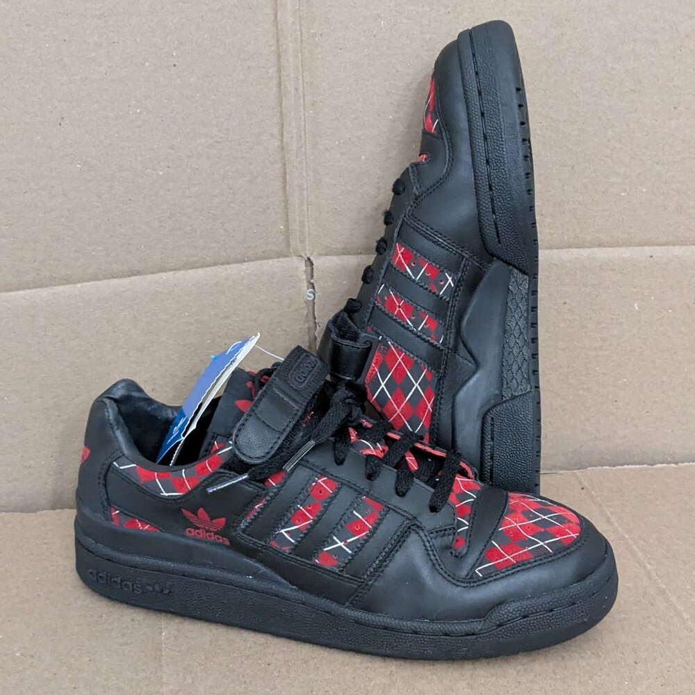 Rare Adidas Rom Sneaker Casual Train Run Shies Size 8.5 Black Red Leather New